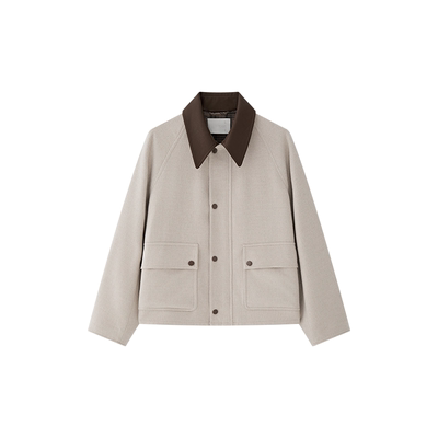 巴恩风复古撞色翻领工装夹克外套