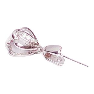 s925银扣头佛公斜孔吊坠瓜子扣观音玉坠卡扣翡翠挂件夹扣配件包邮