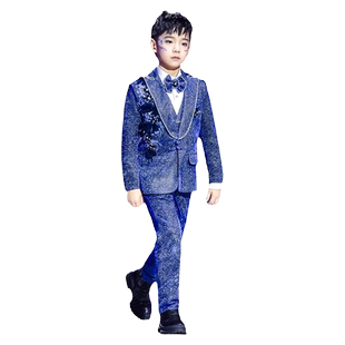 儿童西装套装男童模特走秀潮服帅气高端小男孩礼服主持钢琴演出服