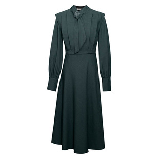 D-HARRY/迪哈利2025冬季新款优雅深绿色长袖连衣裙DH254J90913B