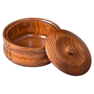 蒙古藏式实木一体带盖家用糌粑白糖奶渣内蒙炒米酥油收纳木碗带盖