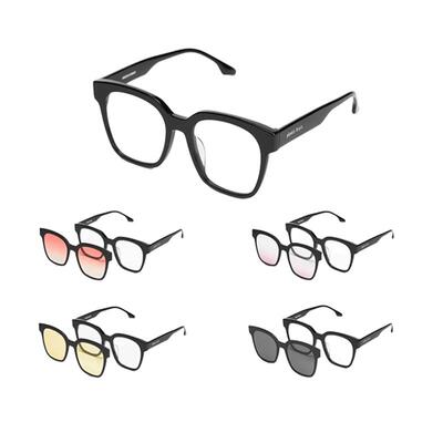 素颜黑框平光可拆卸磁吸墨镜镜片