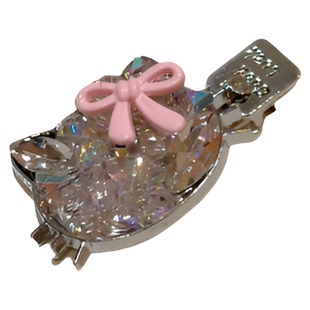 时尚百搭闪亮水晶水钻小巧鸭嘴夹韩版甜美粉色蝴蝶结猫咪发夹边夹