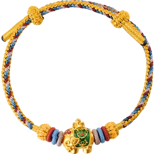 潮宏基臻金梵华黄金手链足金手绳5D硬金宝象宝瓶转运珠纪念礼物