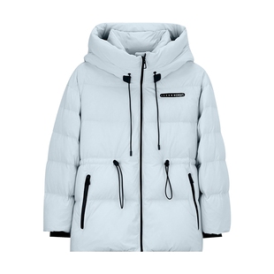 Mind Bridge女士收腰保暖外套休闲派克服2025年冬纯色连帽羽绒服