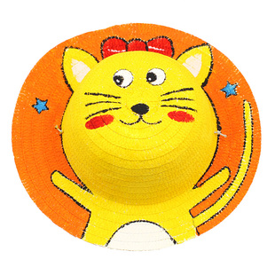 儿童绘画涂鸦草帽DIY手工材料幼儿园墙面装饰创意手工彩绘帽子