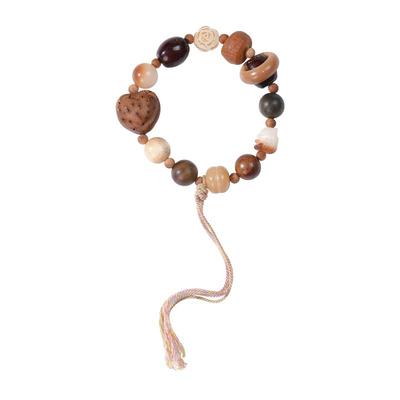 庙街文玩多宝菩提手串DIY材料小挂件盘玩送礼物转运车挂手链木质