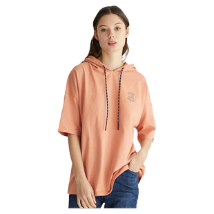 波顿连帽柔和桃色t恤女设计感小众夏季短袖宽松休闲上衣潮卫衣