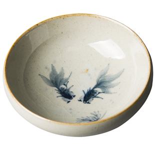 手绘陶瓷茶杯复古青花品茗杯粗陶茶盏普洱杯景德镇功夫茶具主人杯