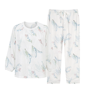 loveloc纱布月子服春夏薄款竹棉纱布透气哺乳孕妇睡衣产后家居服