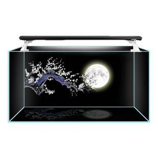鱼缸背景画高清定制蝴蝶鲤龙鱼黑色贴纸超白缸贴画水族造景装饰图
