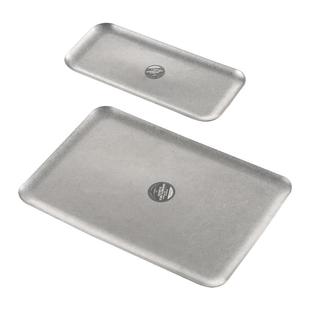 onlycook 雪花灰餐盘复古304不锈钢盘子长方形咖啡托盘餐具烤肉盘