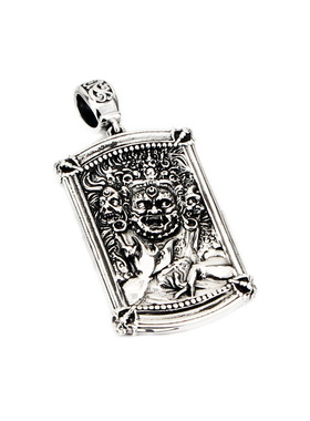 S925纯银霸气大黑天方牌吊坠