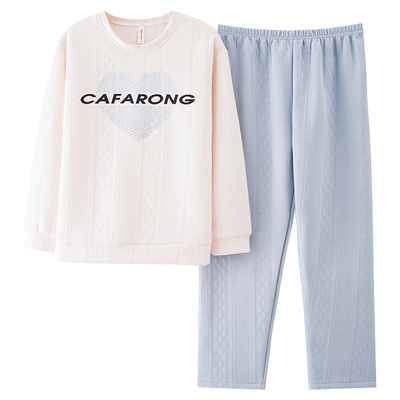 空气棉夹层睡衣女纯棉加厚套头