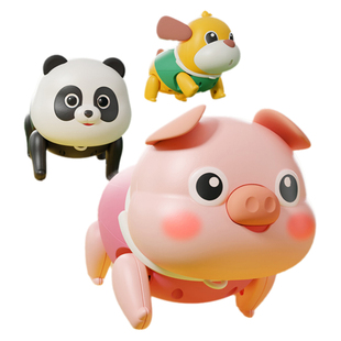 电动牵绳小猪会走路唱歌儿童1一3岁宝宝婴儿爬行引导玩具0到6个月