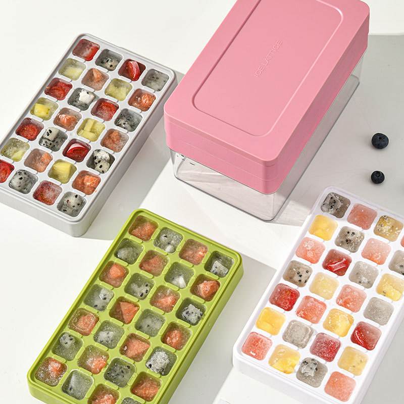 大容量冰格冰块模具制冰盒盖塑料储冰带盒按压批发diy双层家用