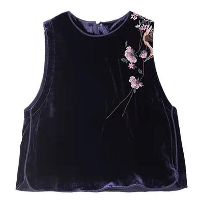 丝绒手工刺绣夹棉马夹