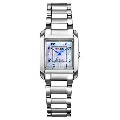 西铁城贝母盘方形女士手表