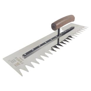 蓝田加长40厘米不锈钢带齿抹灰铺瓷砖抹灰刀大耙齿抹泥刀锯齿抹子