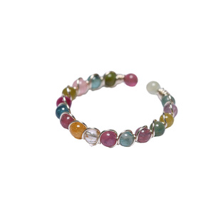 普陀山紫水晶石榴石小众指戒女碧玺食指中指戒指简约设计开口指环