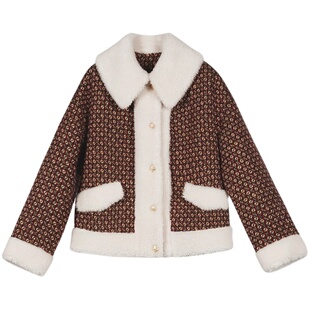 固执羽绒服国风复古娃娃领格子加厚保暖短外套女20914MT06903