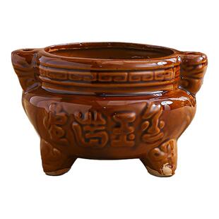 陶瓷香炉烛台座供佛祠堂公司财神爷家用供奉插香寺庙蜡烛台拜天公