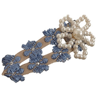 森系甜美串珠花朵发夹少女高级感气质前额刘海侧边夹超仙韩国bb夹