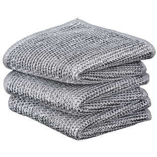 德国纳米厨房专用双面钢丝球洗碗巾抹布不沾油金属银丝刷锅神器