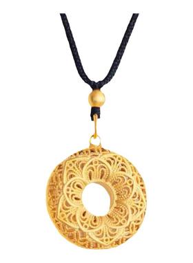 古法花丝吊坠黑绳项链