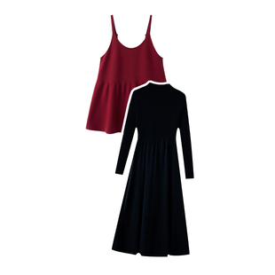 孕妇连衣裙套装秋冬2026新款韩版孕妈过年红马甲打底裙针织两件套