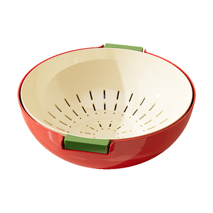 双层沥水篮家用洗菜盆食品级蔬菜漏网篮厨房洗菜滤水篮洗水果篮子