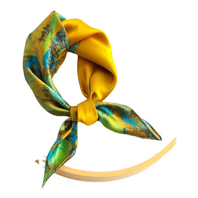 千里江山丝巾女春秋真丝小方巾