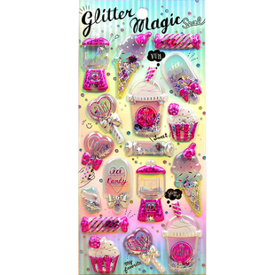 闪亮烫金摇摇贴纸3D立体水晶亮片宝石贴儿童女孩手机壳装饰粘贴画