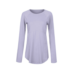 长袖瑜伽服女2025新款遮臀中长款t恤收腰显瘦健身衣短袖运动上衣