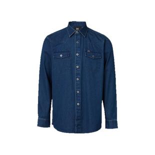 波顿2025年秋季新款男士工装风口袋深蓝牛仔衬衫高端美式休闲衬衣