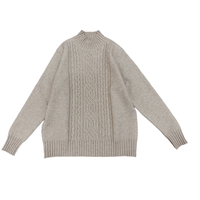 加厚半高领提花羊毛衫女保暖上衣