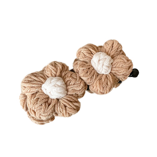 秋冬针织花朵半扎发香蕉夹抓夹女高级感横夹大号发夹后脑勺一字夹