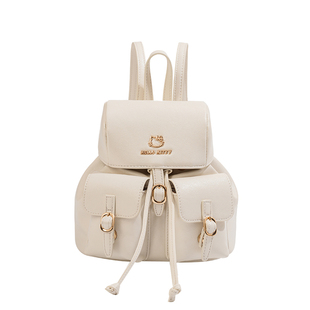 HelloKitty凯蒂猫双肩包女翻盖抽绳旅行背包简约轻便学院风小书包