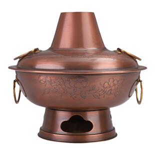 铜火锅纯紫铜加厚木炭老式家用鸳鸯锅商用涮羊肉烧碳打边炉大容量