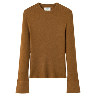 JCLP金纯良品25新款100%美丽诺羊毛圆领修身长袖打底针织衫毛衣女