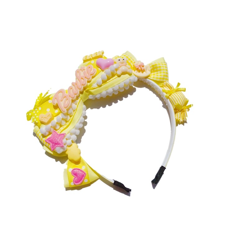 粉黄色黄色甜呲洛丽塔发饰小物兔耳熊耳边夹徽章项链搭ap礼物盒