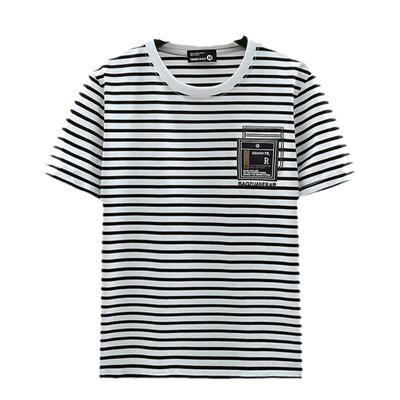 短袖t恤男夏季条纹修身海魂衫