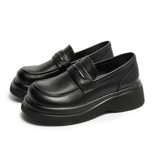 吉步乐福鞋女2025春新款真皮厚底学院风JK制服鞋小皮鞋英伦风单鞋