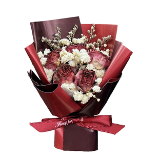 玫瑰车载迷你花束满天星口袋真干花出风口摆件节日送男女朋友闺蜜