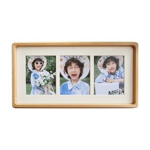 一框里实木榫卯三宫格相框定制DIY情侣结婚照全家福宝宝照三连框