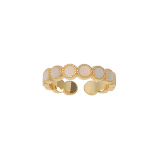 迷度14k镀金设计师款贝壳贝母圆形排列戒指女轻奢开口指环ins精致