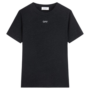 OFF-WHITE™简约圆领logo字母装饰短袖T恤女款潮牌纯色百搭半袖