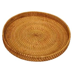 越南藤编水果篮手工编织日式面包篮馒头筐客厅家用收纳筐圆形托盘