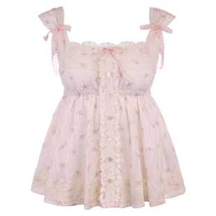 莉摩Bobon21珍珠泪 日系蕾丝古董吊带娃娃衫T2417