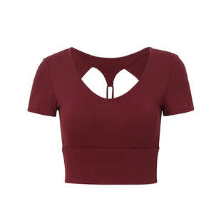 annerun镂空运动短袖女修身春夏瑜伽服上衣普卡提训练跑步健身服